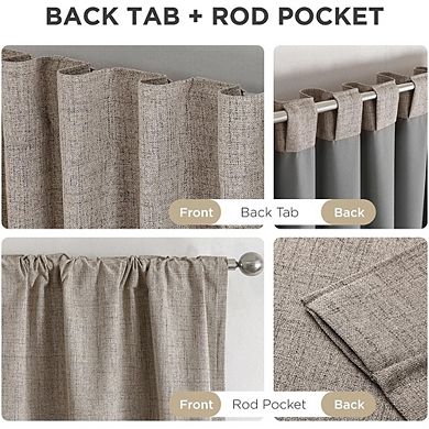 Blackout Curtains Thermal Insulated Linen Drapes for Bedroom & Living Room
