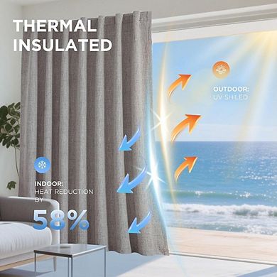 Blackout Curtains Thermal Insulated Linen Drapes for Bedroom & Living Room