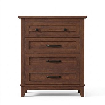 4-Drawer Tall Vertical Dresser with Large Storage, Wooden Chest for Bedroom Living Room