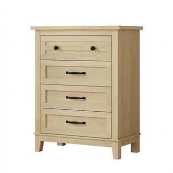 4-Drawer Tall Vertical Dresser with Large Storage, Wooden Chest for Bedroom Living Room