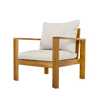 Eazegath Outdoor Wood Single Club Sofa Chair with Cushions
