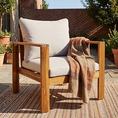Eazegath Outdoor Wood Single Club Sofa Chair with Cushions