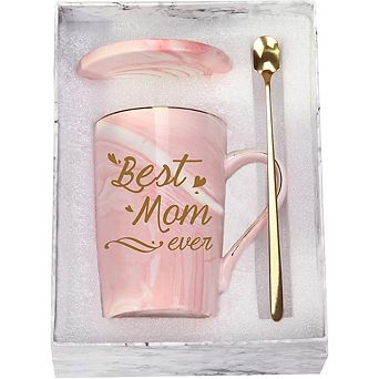 Best Mom Mug Gift Set with Spoon Cup Mat and Gift Box