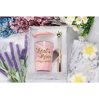 Best Mom Mug Gift Set with Spoon Cup Mat and Gift Box