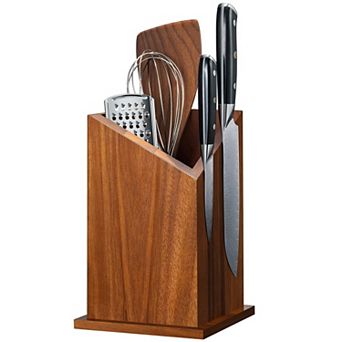 Double-Sided Acacia Wood Magnetic Knife Block, Countertop Knife & Utensil Holder with Strong Magnets
