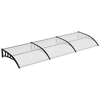 Heavy-Duty Polycarbonate Door Awning-UV/Rain/Snow/Sun Protection, Plastic Steel Brackets, 100x300cm