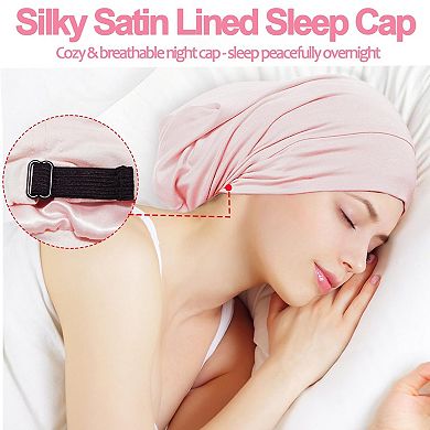 Satin Bonnet Women Adjustable Satin Lined Silk Sleep Cap