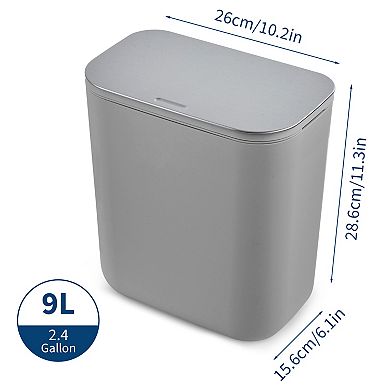 Odor-Proof Hanging Kitchen Compost Bin, Trash Can with Stainless Steel Lid, 9L
