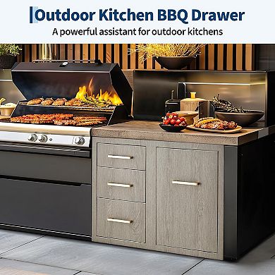 Stainless Steel Outdoor Kitchen Door Drawer Combo 29.5" W x 22.6" H x 21.7" D