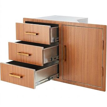 Stainless Steel Outdoor Kitchen Door Drawer Combo 29.5" W x 22.6" H x 21.7" D