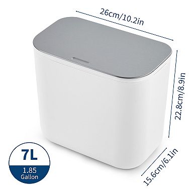 Odor-Proof Hanging Kitchen Compost Bin, Trash Can with Stainless Steel Lid, 7L