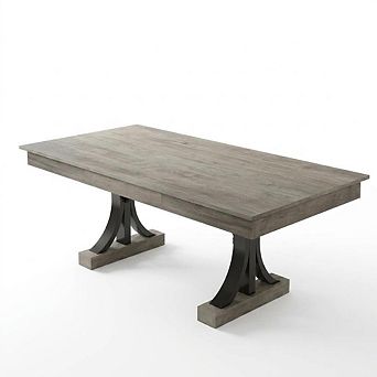 Spacious 71-Inch Rectangular Dining Table for 6-8, Sturdy Wood Double Pedestal Design