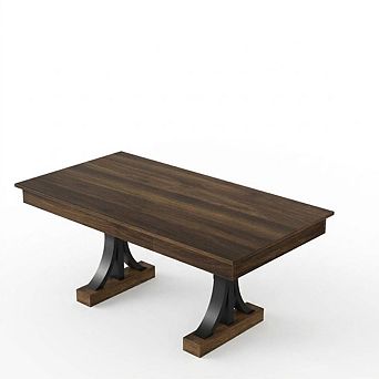 Spacious 71-Inch Rectangular Dining Table for 6-8, Sturdy Wood Double Pedestal Design