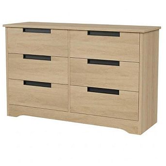 6-Drawer Modern Wood Dresser with Recessed Handles, Large Storage for Bedroom, Living Room, Hallway