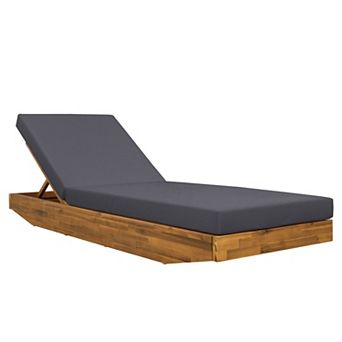 Eazegath 79.6" L Outdoor Wood Adjustable Chaise Lounge Chair with 4'' Thick Cushion