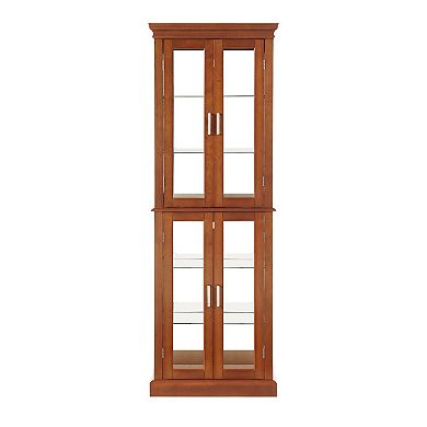 Eazegath Glass Curio Display Storage Cabinet with 4 Tier Adjustable Shelves (E26 Bulb Not Included)