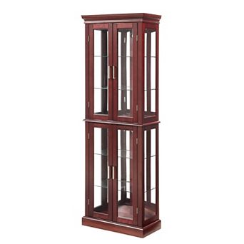 Eazegath Glass Curio Display Storage Cabinet with 4 tier Adjustable Shelves (E26 Bulb Not Included)