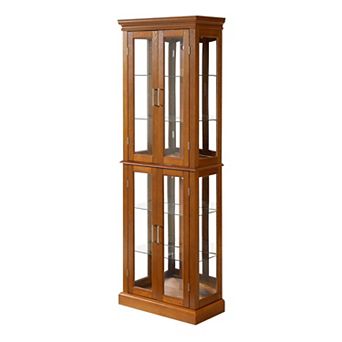 Eazegath Glass Curio Display Storage Cabinet with 4 tier Adjustable Shelves (E26 Bulb Not Included)