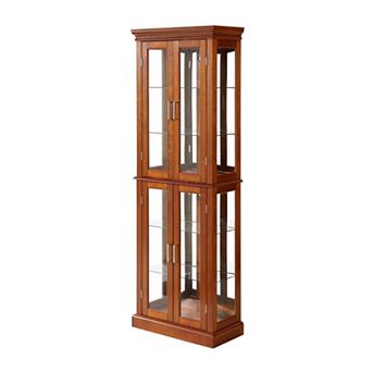 Eazegath Glass Curio Display Storage Cabinet with 4 tier Adjustable Shelves (E26 Bulb Not Included)