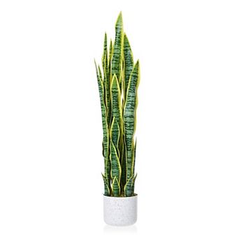 3FT Artificial Snake Plant, Large Faux Sansevieria Indoor Plant for Living Room & Entryway Decor