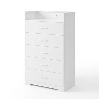 47" Tall Chest of Drawers with LED Light and Charging Station