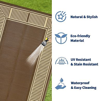 Outdoor Area Rugs, Plastic Straw Rug, Waterproof Reversible, Easy Clean Mat for Patio, Camping
