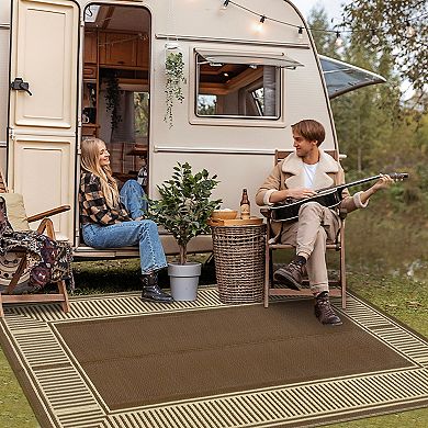 Outdoor Area Rugs, Plastic Straw Rug, Waterproof Reversible, Easy Clean Mat for Patio, Camping