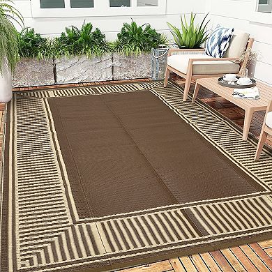 Outdoor Area Rugs, Plastic Straw Rug, Waterproof Reversible, Easy Clean Mat for Patio, Camping