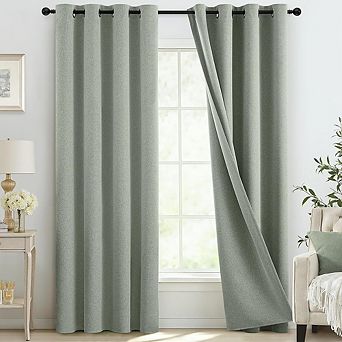 Linen Blackout Curtains, Thermal Insulated Grommet Window Panels