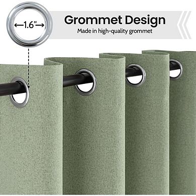 Linen Blackout Curtains, Thermal Insulated Grommet Window Panels