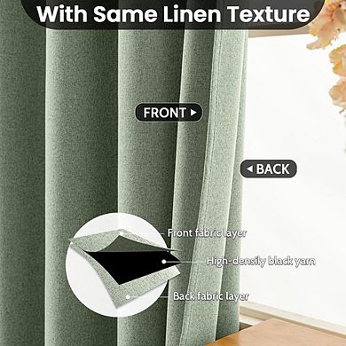 Linen Blackout Curtains, Thermal Insulated Grommet Window Panels