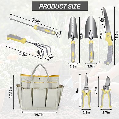 10-Piece Heavy Duty Gardening Tool Set, Stainless Steel and Oxford Cloth