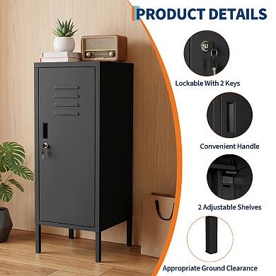 Metal Locker Cabinet with Lock Adjustable Shelf, Ventilated Steel Storage for Office & Home Use