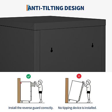 Metal Locker Cabinet with Lock Adjustable Shelf, Ventilated Steel Storage for Office & Home Use