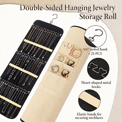 2 Pack Dual-Sided Hanging Organizer 48 Pockets Hooks for Jewelry Cosmetics Foldable