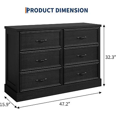 Entertainment Center with 6 Storage Drawer & Metal Handle