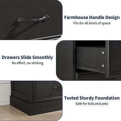 Entertainment Center with 6 Storage Drawer & Metal Handle