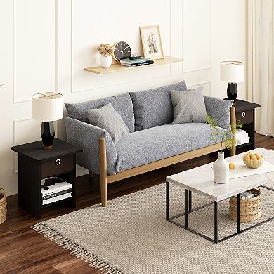Furinno 15.5" x 15.5" x 17.8" Wood Nightstand Modern Bedside Table with Drawer & Shelf