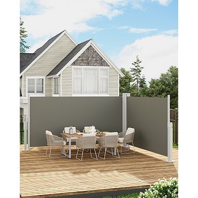 Retractable Double Side Awning Privacy Screen, Rainproof & UV Resistant, Folding Fence Divider