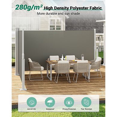 Retractable Double Side Awning Privacy Screen, Rainproof & UV Resistant, Folding Fence Divider