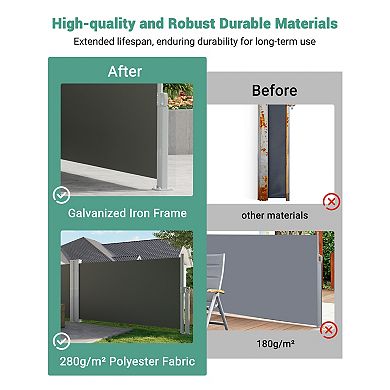 Retractable Double Side Awning Privacy Screen, Rainproof & UV Resistant, Folding Fence Divider