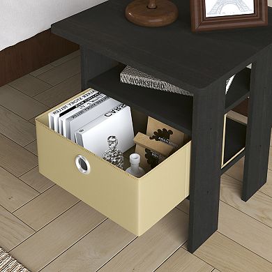 Furinno 2-Pack 15.51" x 15.5" x 17.52" Wood Nightstand Bedside Table with Drawer & Shelf