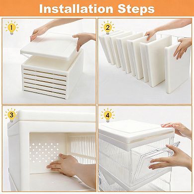 6 Pack Clear Stackable Shoe Boxes Magnetic Drop Front PP Organizer