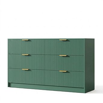 59 in Wide Fluted 6 Drawers Dresser with Metal Handles