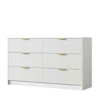 59 in Wide Fluted 6 Drawers Dresser with Metal Handles