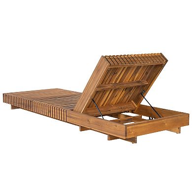 Eazegath Outdoor Wood 6-Position Adjustable Chaise Lounge Chair with 4'' Thick Cushion