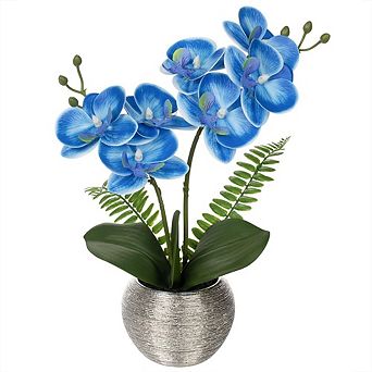 Artificial Orchid in Ceramic Vase Faux Flowers for Home & Office Decor