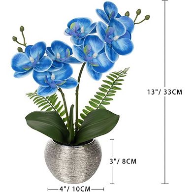 Artificial Orchid in Ceramic Vase Faux Flowers for Home & Office Decor
