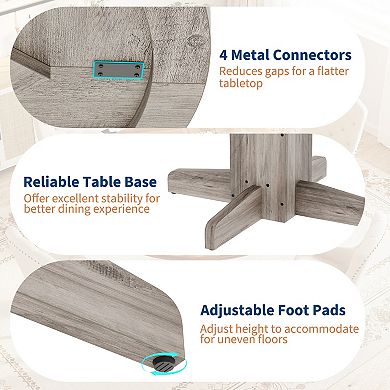 Modern Farmhouse 47" Round Dining Table (Table Only), Wooden Pedestal Base Circle Table for Kitchen