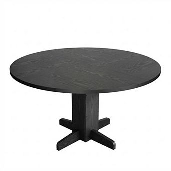 Modern Farmhouse 47" Round Dining Table (Table Only), Wooden Pedestal Base Circle Table for Kitchen